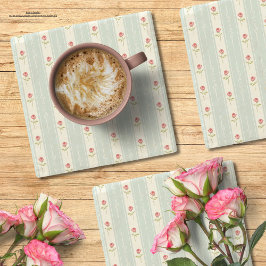 Charmantes Vintages Blumenmuster Shabby chis Blaue Steinuntersetzer