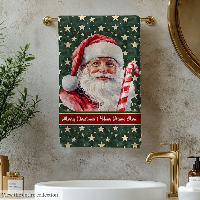 Charmantes Watercolor Santa Claus Badetuch Set (Charming Watercolor Santa Claus Bath Towel Set)