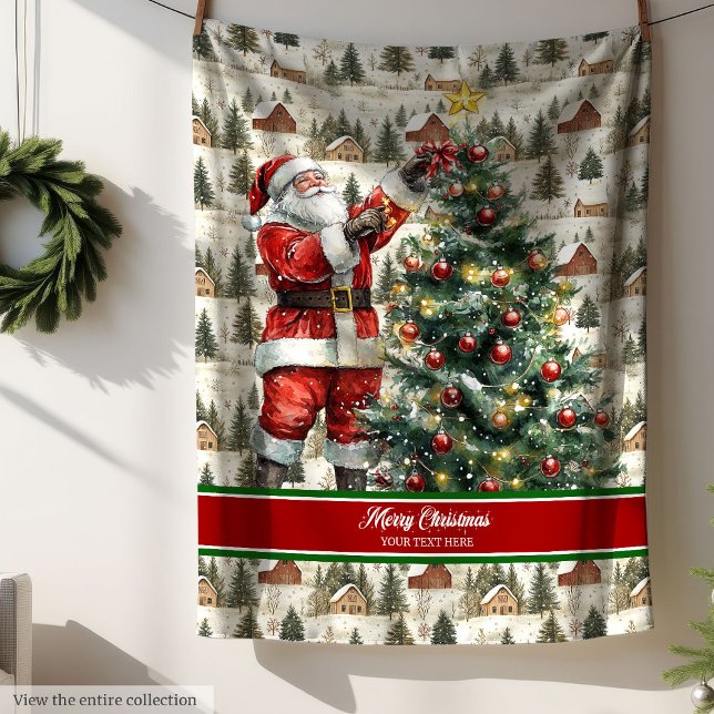 Charmantes Watercolor Santa Claus Holiday Throw Fleecedecke (Charming Watercolor Santa Claus Holiday Throw Fleece Blanket)