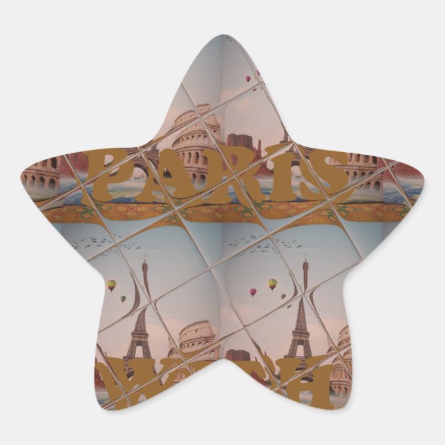 Charme aus Paris mit Liebe J'aime Paris Design Stern-Aufkleber (Vorderseite)