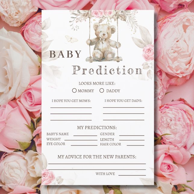 Charme Beige Wasserfarbe Teddy Bär Pink Floral (Von Creator hochgeladen)