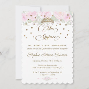 Charme Blush Rosengarten Mis Quinceañera Einladung
