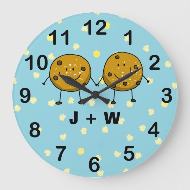 Charme Cookie Couple Custom Große Wanduhr (Vorderseite)