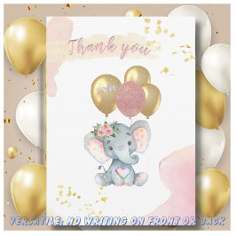 Charme Danke Pink Floral Elephant Card Einladung
