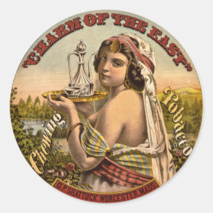 Charme des Ostens Vintage-Kautabakwerbung 1872 Runder Aufkleber