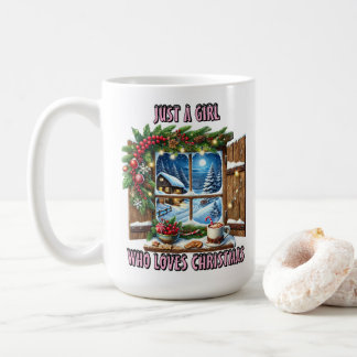 Charme eines gemütlichen Weihnachtsfensters im Win Kaffeetasse