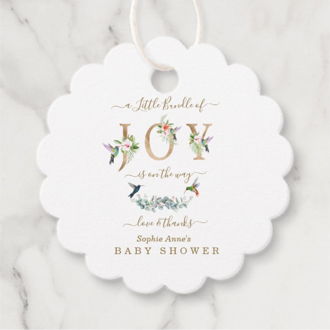 Charme kleine Menge Joy Hummingbird Baby Dusche Geschenkanhänger (Vorderseite)