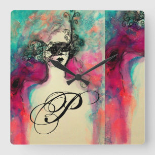 CHARME-MONOGRAMM QUADRATISCHE WANDUHR