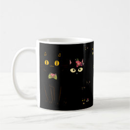 Charme schwarze Katzengelbe Augen Kaffeetasse