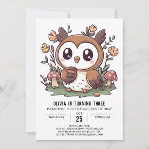 Charme Whimsical Digital Owl Geburtstag Einladung
