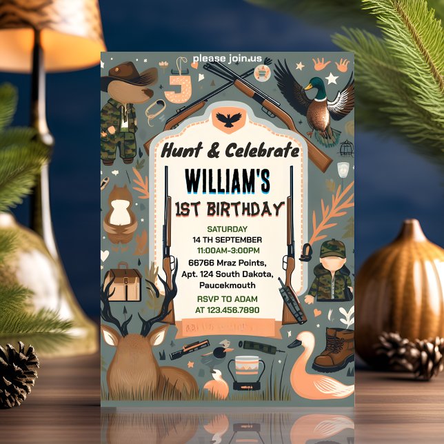 Charme Wild Camouflage Oh Deer Enck Jagd 1. Geburt Einladung (Von Creator hochgeladen)