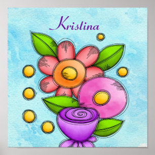 Charmed Watercolor Doodle Blume Poster