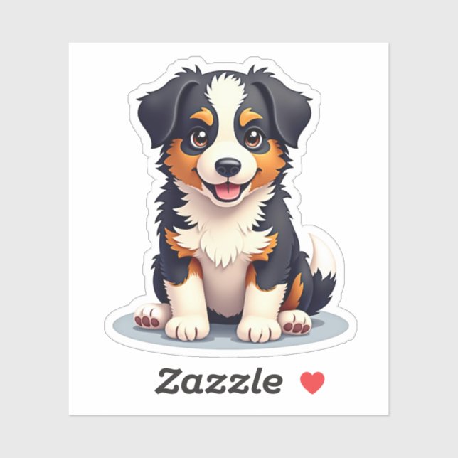 Charming 3D Australian Shepherd Pup, Friendly, Aufkleber (Blatt)