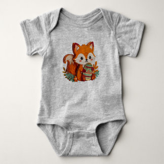 Charming 3D Layered Paper Cut Fox with XOXO Patter Baby Strampler