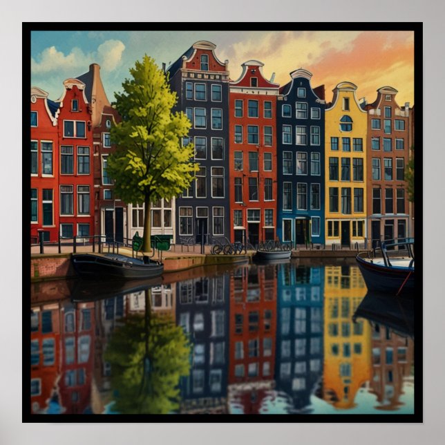 Charming Amsterdam Canal Poster (Vorne)