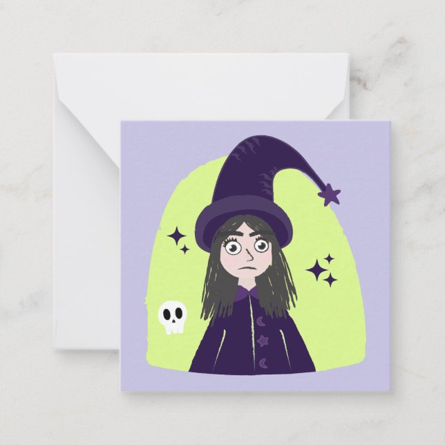 Charming Angry Cute Witch Mitteilungskarte (Vorderseite)