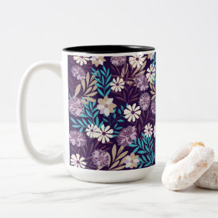 Charming Aquamarin & Burgund Floral Zweifarbige Tasse