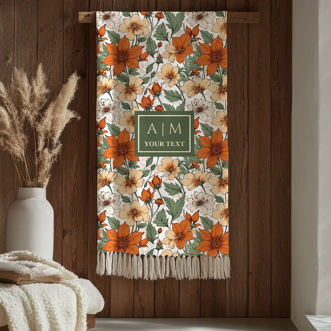 Charming Autumn Flowers Rusty Sage Green Blanket Fleecedecke (Charming Autumn Flowers Rusty Sage Green Blanket

)