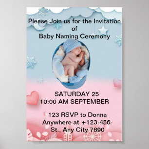 Charming Baby Naming Zeremonie Einladung Poster