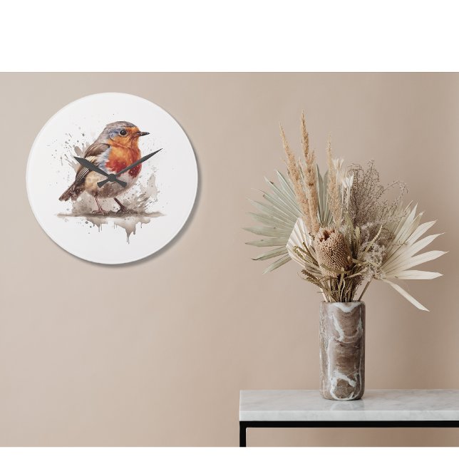 Charming Backyard Robin Große Wanduhr (Von Creator hochgeladen)