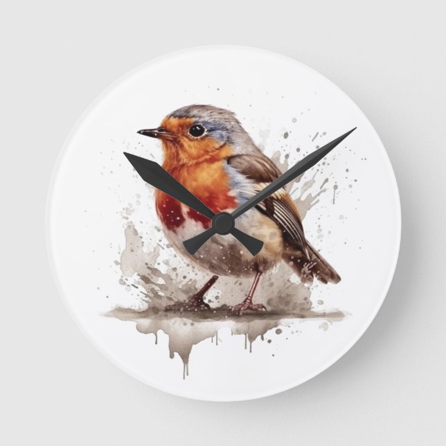 Charming Backyard Robin Runde Wanduhr (Vorderseite)