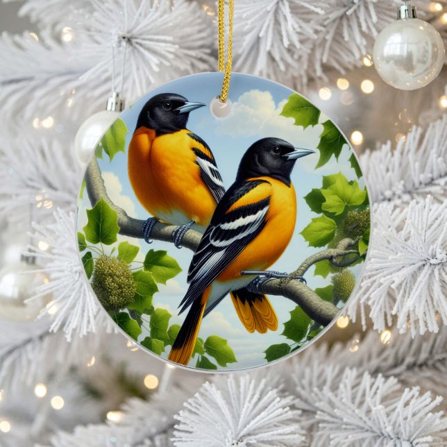 Charming Baltimore Oriole Bird Keepsake Keramik Ornament (Von Creator hochgeladen)