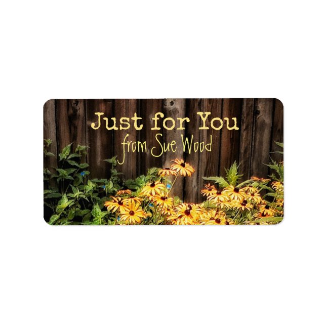 Charming Barn Board und Blume Custom Gift Labels Adressaufkleber (Vorne)