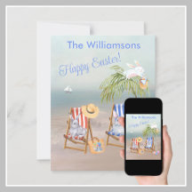 Charming Beach Bunnies Fun Happy Ostercard