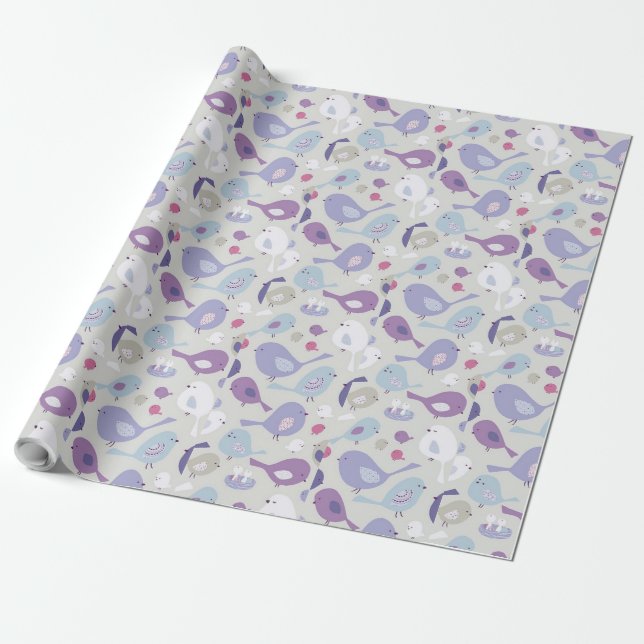 Charming Bird Pattern Geschenk Wrap_ Elegant & Nat Geschenkpapier (Ungerollt)
