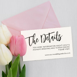 Charming Black Calligraphy Wedding Details Begleitkarte