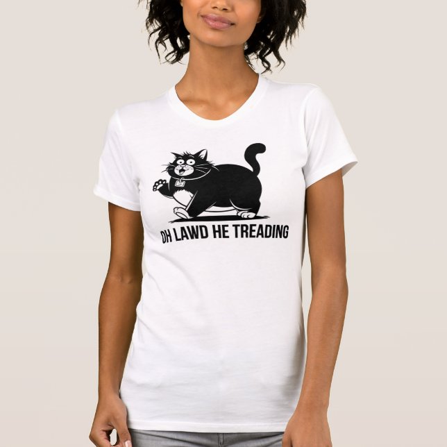 Charming Black Cat Illustration T-Shirt (Vorderseite)