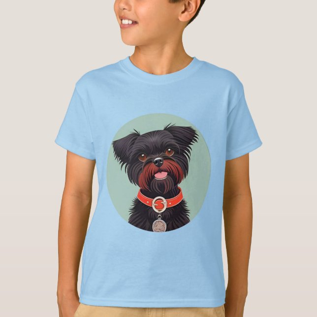 Charming Black Dog Illustration T-Shirt (Vorderseite)