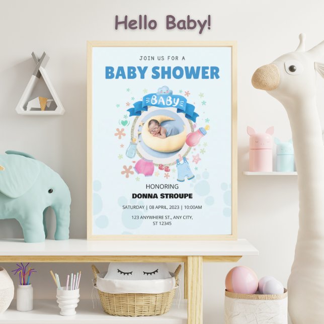 Charming Blue Baby Dusche Einladung (Von Creator hochgeladen)