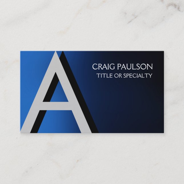 Charming Blue Beruflich Monogram Business Card Visitenkarte (Vorderseite)