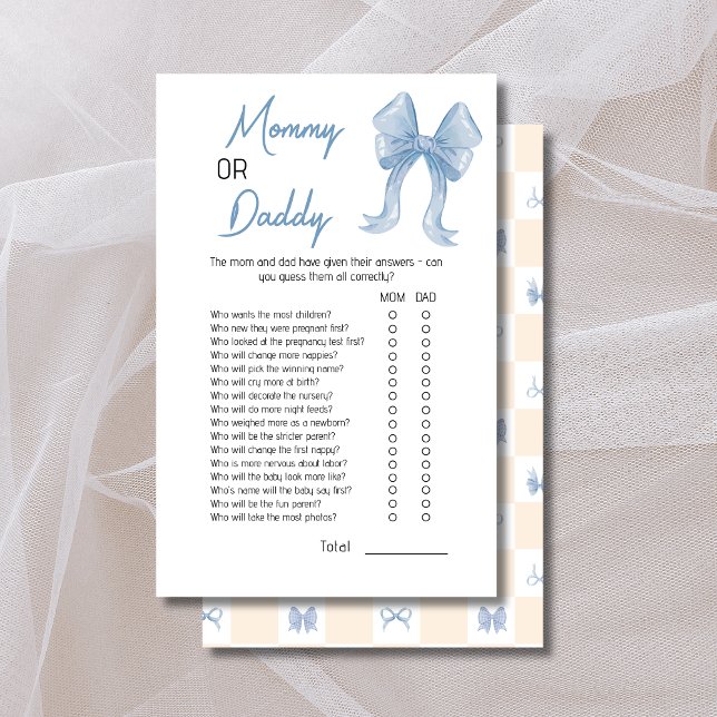 Charming Blue Bow Mommy oder Daddy Baby Shower Gam (Von Creator hochgeladen)