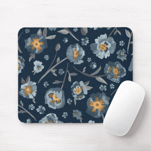 Charming Blue Gray Golden Yellow Poppies Mousepad