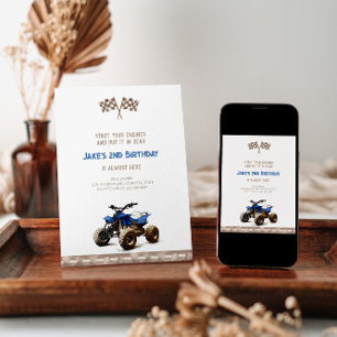 Charming Blue Quad Bike Einladung Geburtstag
