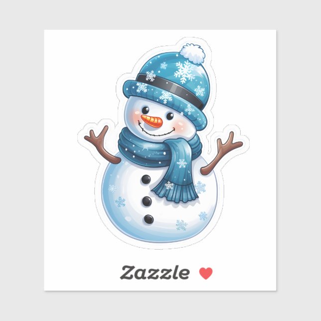 Charming Blue Snowman zu Weihnachten Aufkleber (Blatt)