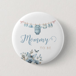 Charming Blue Watercolor Babykleidung Blumenommy Button