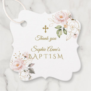 Charming Blush Gold Blume Gold Cross Taufe Geschenkanhänger