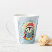 Charming Bookish Penguin Cozy Latte Coffee Mug