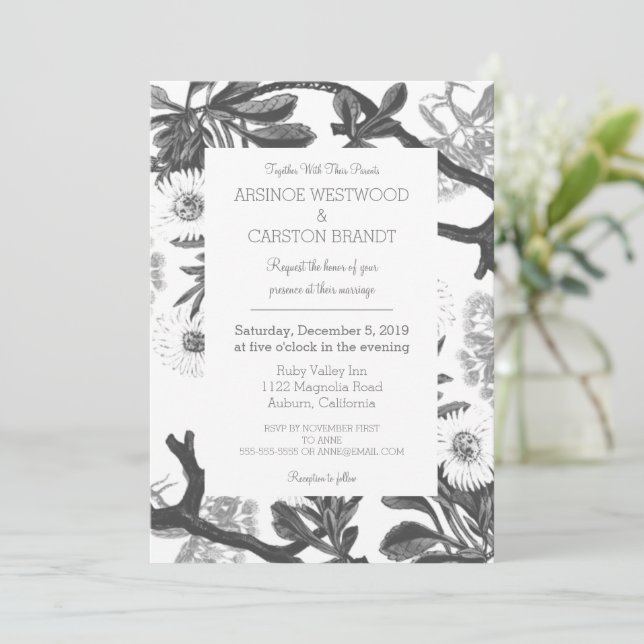 Charming Botanische Hochzeit Einladung (Stehend Vorderseite)