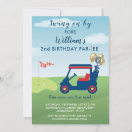 Charming Boy Golf Cart Par-tee 2. Geburtstag Einladung