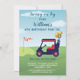 Charming Boy Golf Cart Par-tee 4. Geburtstag Einladung