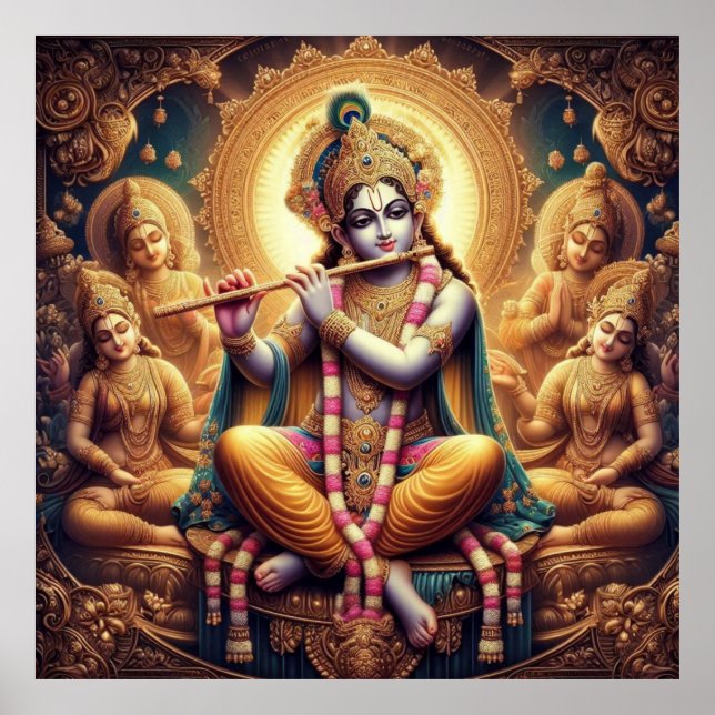 Charming Bright Detailed Murlimanohar Sri Krishna Poster (Vorne)