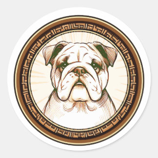 Charming Bulldog Digital-Aufkleber Runder Aufkleber