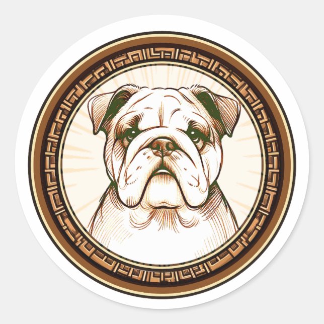 Charming Bulldog Digital-Aufkleber Runder Aufkleber (Vorderseite)