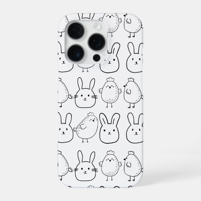CHARMING BUNNIES AND CHICKS ILLUSTRATION   iPhone HÜLLE (Rückseite)