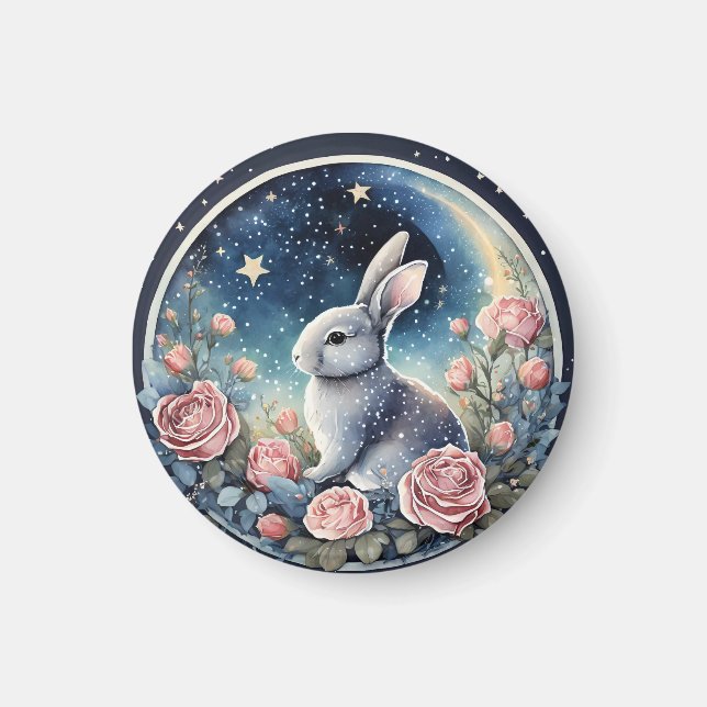 Charming Bunny in einer Frühlingswiese unter einem Magnet (Vorne)