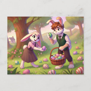 Charming Bunny Oaster Egg Hunt Feiertagspostkarte
